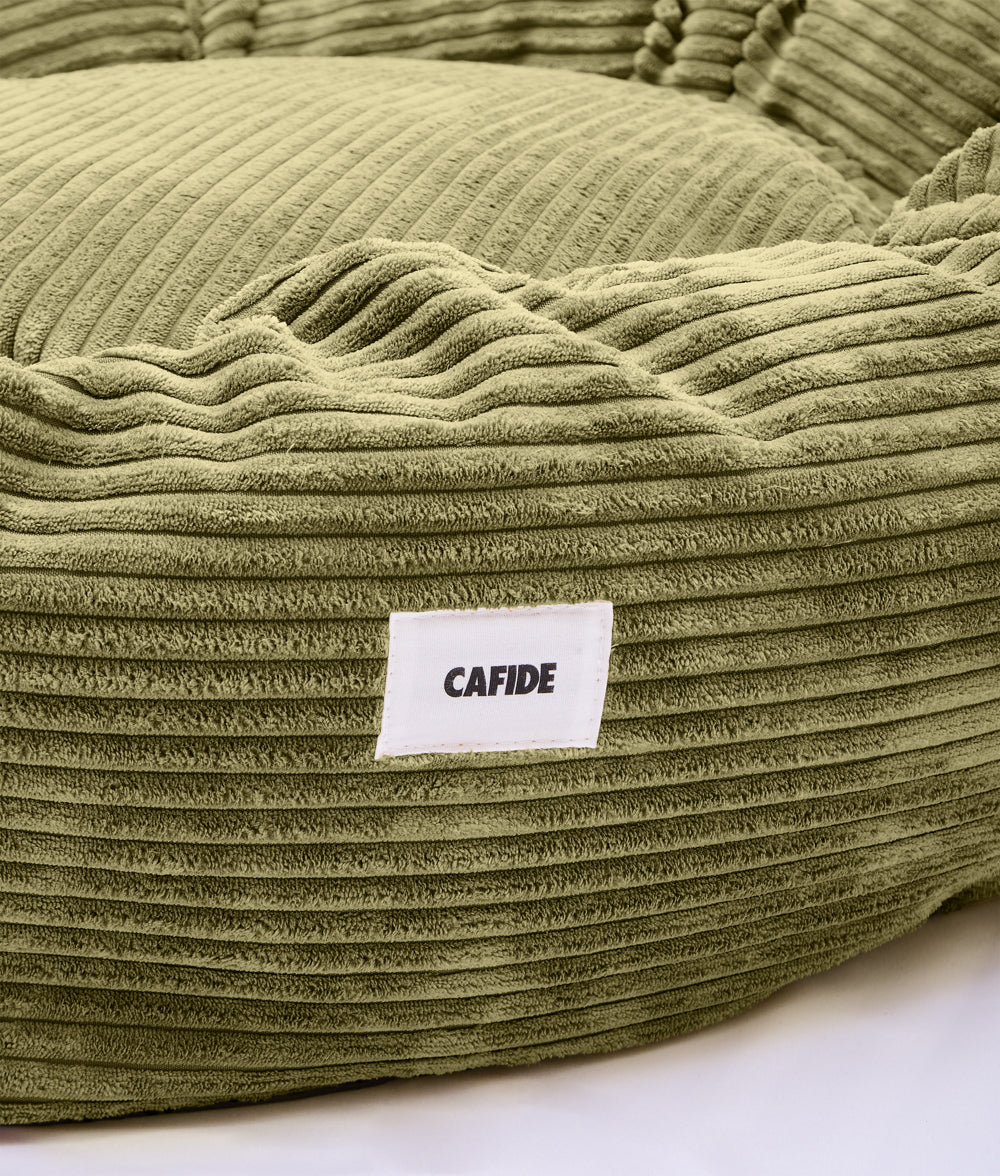 Cafide Cama Donut Para Perro Con Tejido De Pana Verde. Modelo Nuba. Talla M (80x80x20 Cm)_4