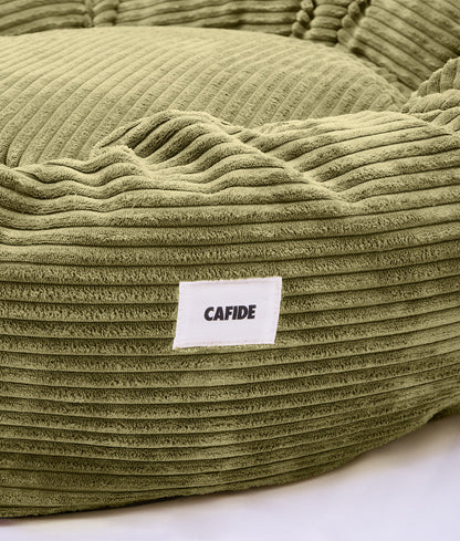 Cafide Cama Donut Para Perro Con Tejido De Pana Verde. Modelo Nuba. Talla M (80x80x20 Cm)_4