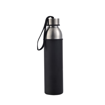 Botella De Agua De 570ml Walking Negro En Acero Inoxidable Bergner_0