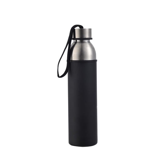 Botella De Agua De 570ml Walking Negro En Acero Inoxidable Bergner_0