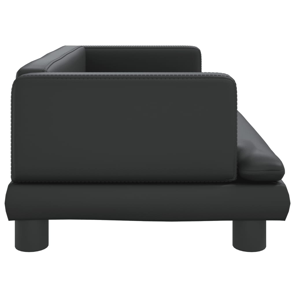 Cama Para Perros De Cuero Sintético Negra 80x45x30 Cm / Vetonek_4
