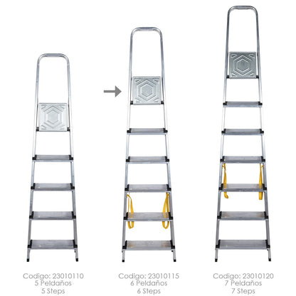 Escalera Doméstica Aluminio Profesional 6 Peldaños 12 Cm Grosor._2