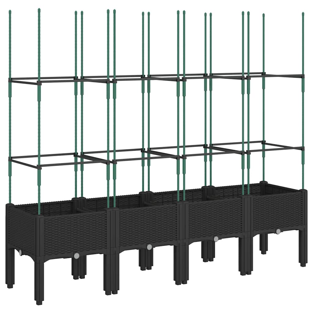 Jardinera Con Enrejado Pp Negro 160x40x142,5 Cm_0