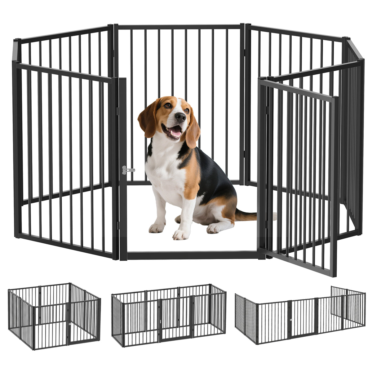 Pawhut Parque Para Perros De 8 Paneles 60x76 Cm Para Interior Y Exterior Negro_0