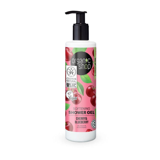 Gel de banho suavizante de cereja e mirtilo, Organic Shop 280 ml