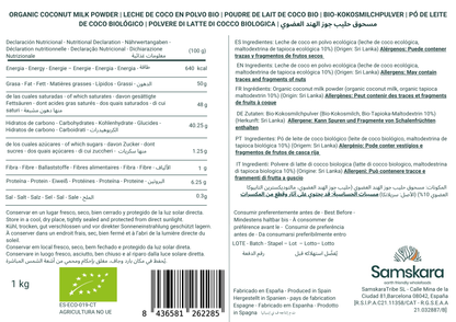 Leche De Coco En Polvo Bio - 2kg | Bebida Vegetal Ecológica Vegana, Sin Lactosa, Sin Azúcares Añadidos, Sin Gluten_1