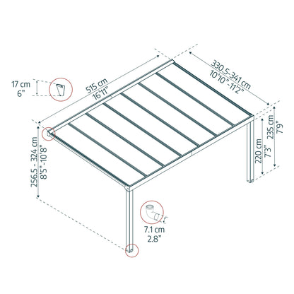 Pérgola anexa Stockholm 342x515 cm 