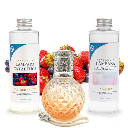 Pack Ahorro Lámpara Catalítica Orange Diamonds + Fragancia Summer Fruits 500ml + Limpiador Neutro 200ml + Mecha Repuesto_0