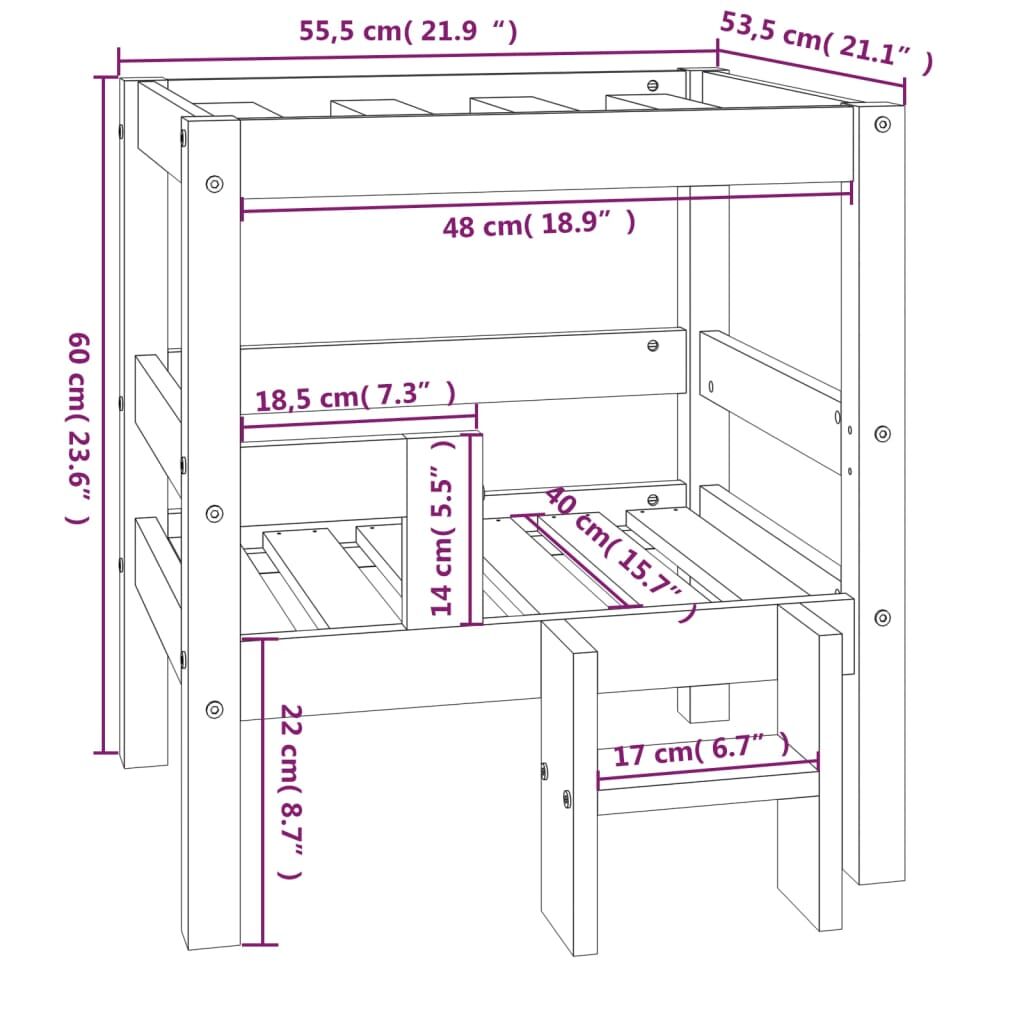 Vidaxl Cama Para Perros Madera Maciza Pino Marrón Miel 55,5x53,5x60 Cm_2