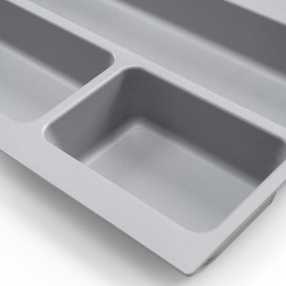 Porta-talheres Emuca Optima para gaveta de cozinha, módulo 900 mm, Plástico, Cinza