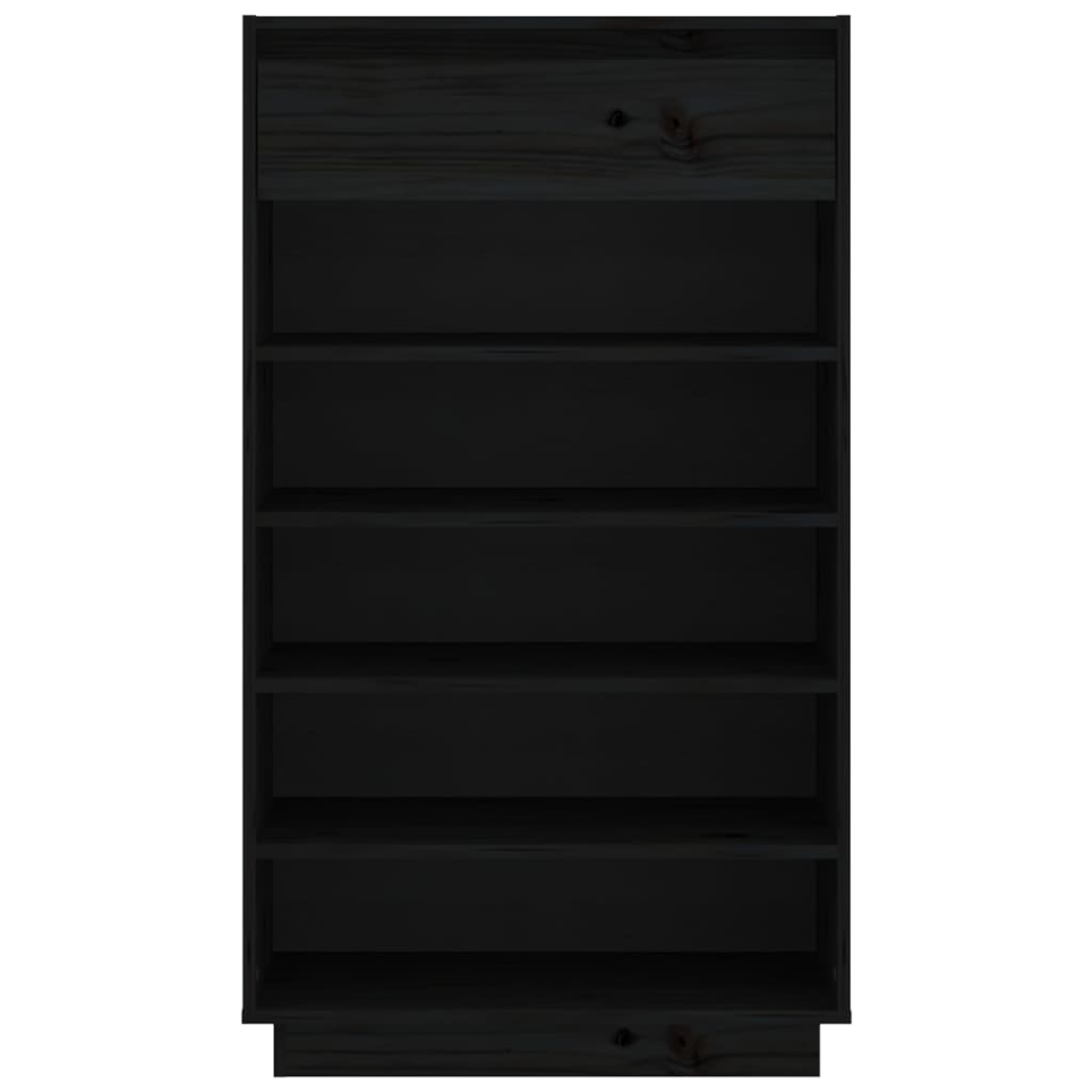 Armario Zapatero De Madera Maciza De Pino Negro 60x34x105 Cm / Vetonek_3