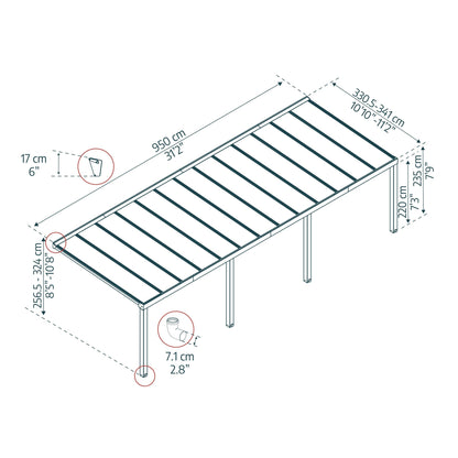 Pérgola anexa Stockholm 342x950 cm 