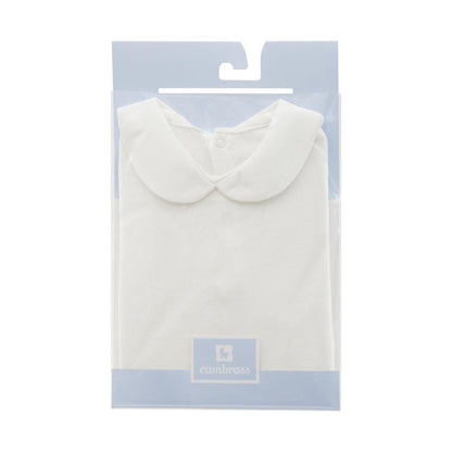 Body Cambrass bege com gola e manga curta, tamanho 12