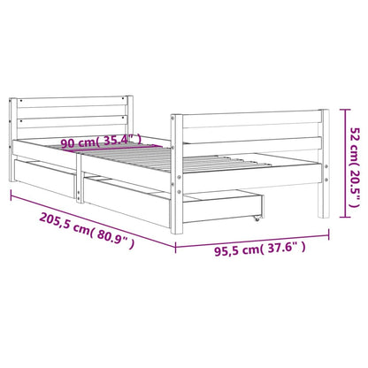 Vidaxl Estructura De Cama Para Niños Con Cajones Madera Pino 90x200 Cm_2