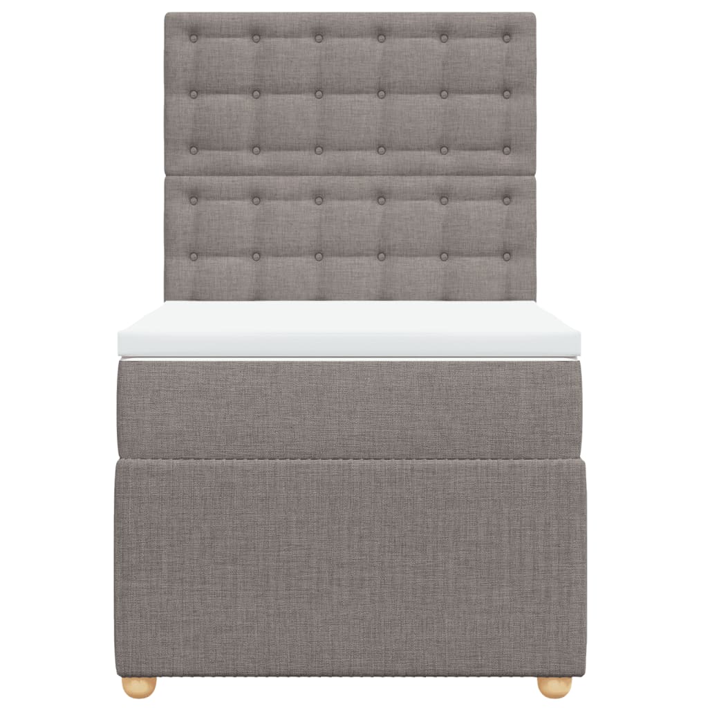 Cama Box Spring Con Colchón Tela Gris Taupe 90x200 Cm / Vetonek_3
