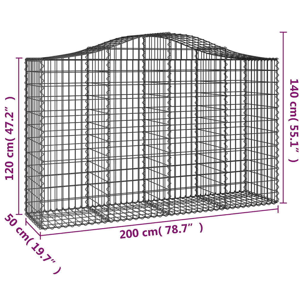 Cestas De Gaviones 5 Uds Forma De Arco Hierro 200x50x120/140 Cm_5