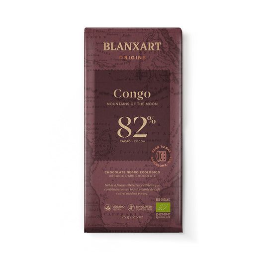 Chocolate Negro 82% Congo Eco Vegano Sin gluten Blanxart 75g