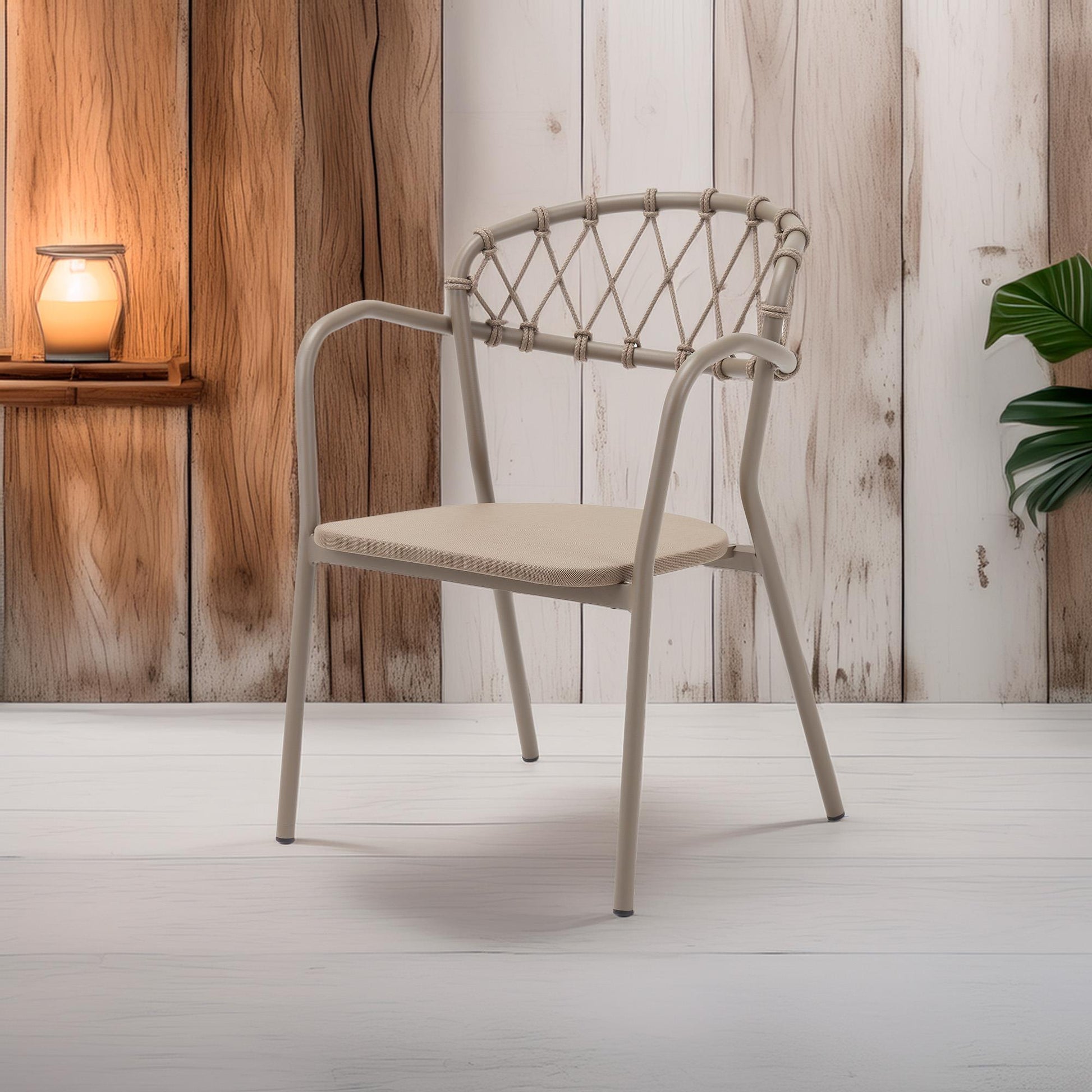 Silla De Exterior Esso Capuchino - Aluminio Ligero Y Resistente 60x80x105cm - Well Home_2