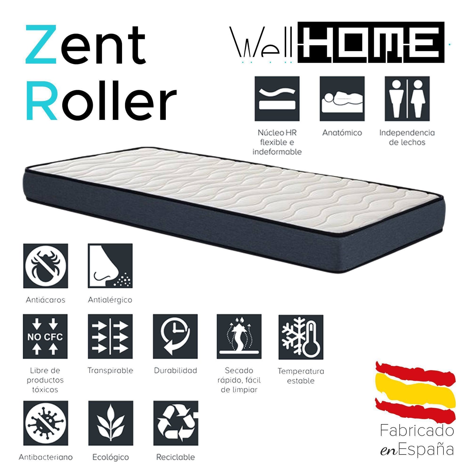 Cama Infantil Cabaña Bosco Blanco 90x190cm Con Colchón Zent Roller Transpirable_1