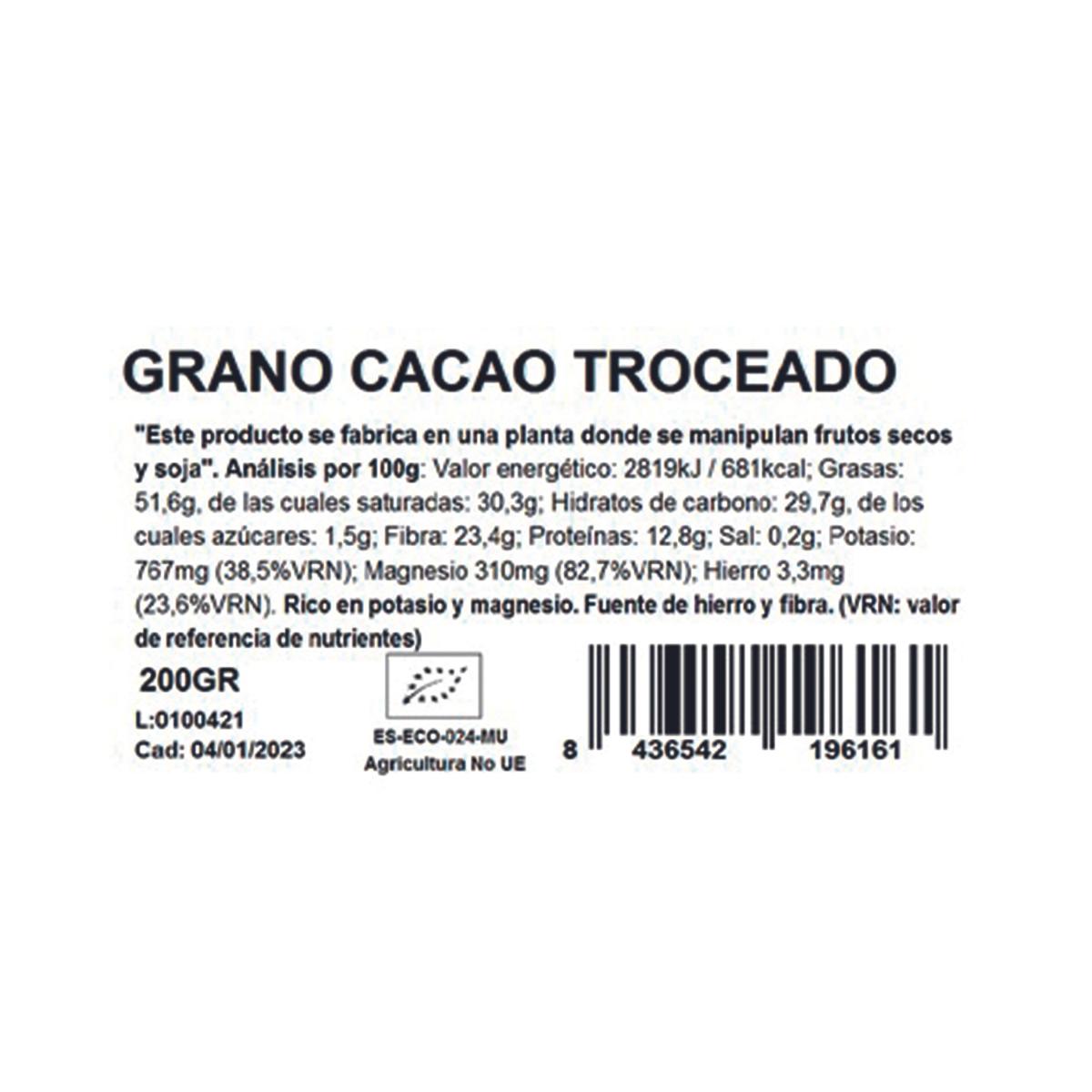 Grãos de cacau picados Naturgreen (Nibs), 200 g