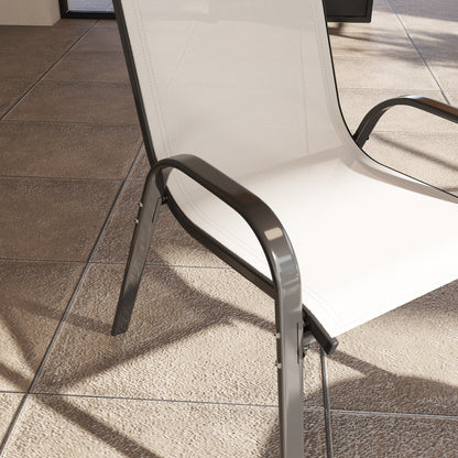Outsunny Juego De 4 Sillas Jardín Exterior Apilables 54x71x93 Cm Beige Y Negro_3
