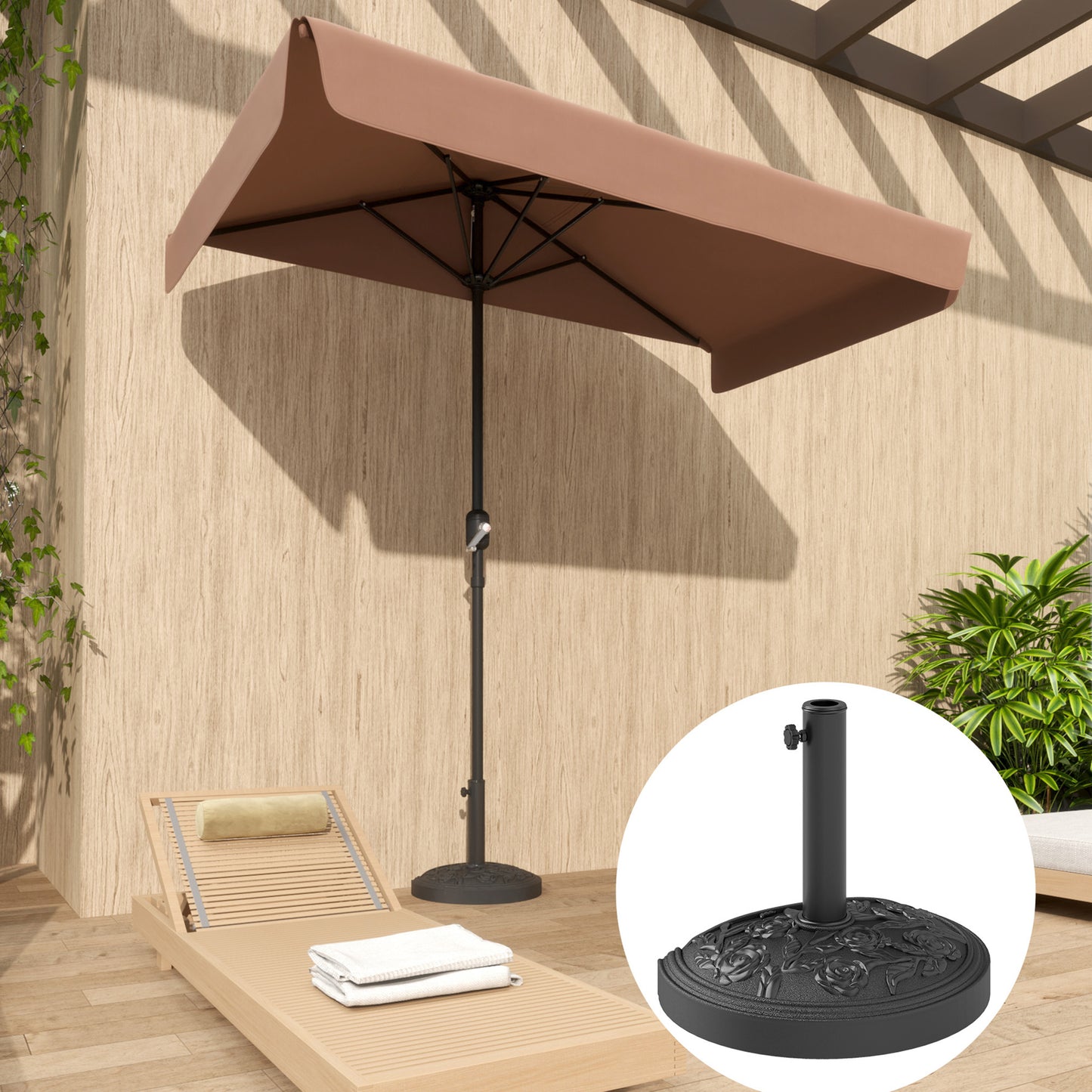 Outsunny Base Para Sombrilla Semicircular Relleno De Cemento Peso 12 Kg Negro_3