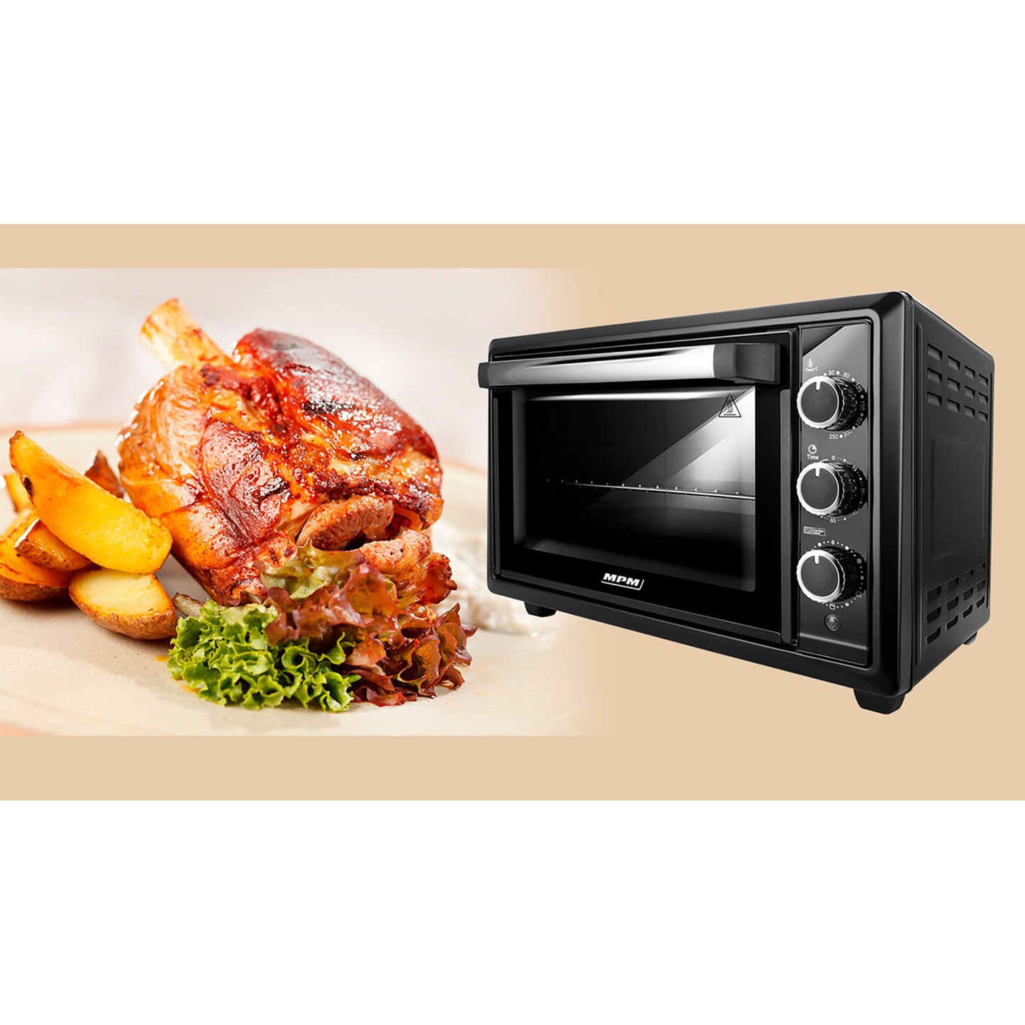 Horno Eléctrico Convección 28 Litros, Sobremesa, Temporizador, Ajuste Temperatura 6 Modos Calor Mpm Mpe-28/t 1500w_1