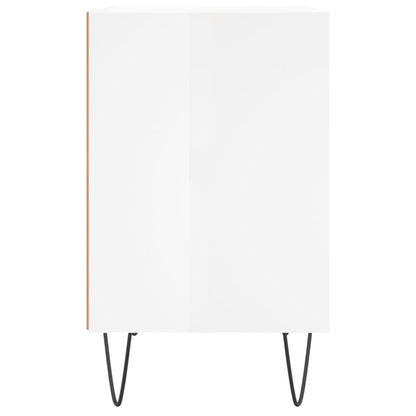Mesita De Noche Madera De Ingeniería Blanco Brillo 40x30x50 Cm_3