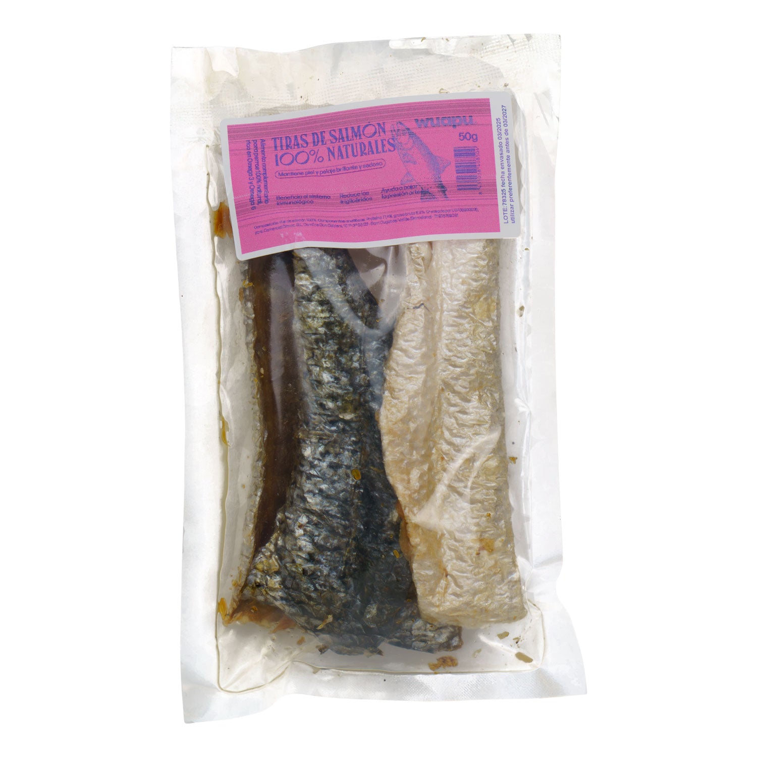 Snack Natural Para Perro Tiras De Salmon 50g X 12 Bolsas Wuapu_2