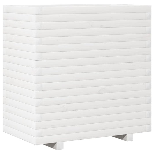Jardinera De Madera Maciza De Pino Blanca 70x40x72 Cm_0