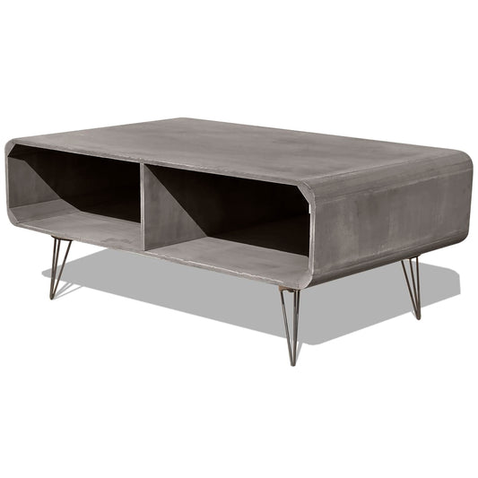 Mesa De Centro Madera Maciza Paulownia Gris 90x55,5x38,5 Cm_0