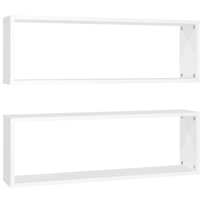 Estantes Cubo De Pared 2 Uds Contrachapado Blanco 80x15x26,5 Cm / Vetonek_1