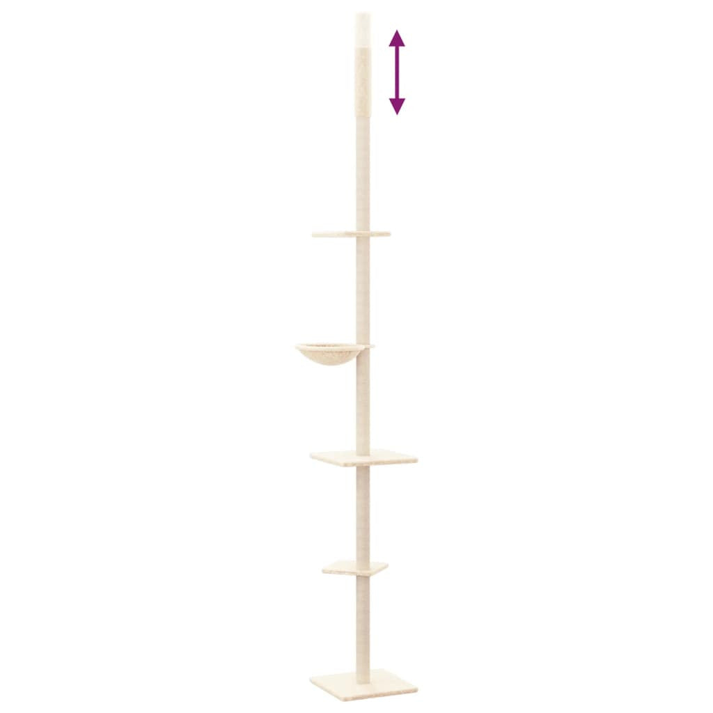 Vidaxl Árbol Rascador Para Gatos De Suelo A Techo Crema 263,5-289,5 Cm_4