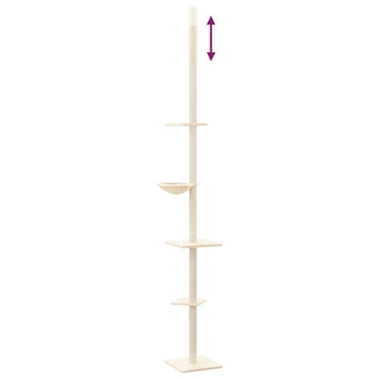 Vidaxl Árbol Rascador Para Gatos De Suelo A Techo Crema 263,5-289,5 Cm_4
