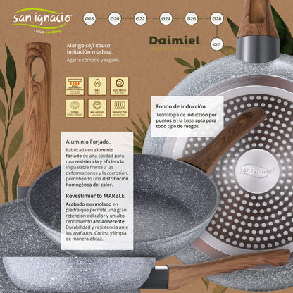 Set 6 Sartenes Ø18 Ø20 Ø22 Ø24 Ø26 Y Ø28 Daimiel, Aluminio Forjado, Inducción_2