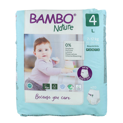 Fralda Calça T4 (7-12Kg) Bambo Nature 20 unidades