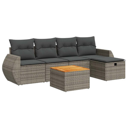 Set De Muebles De Jardín 6 Pzas Y Cojines Ratán Sintético Gris / Vetonek_3