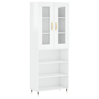 Aparador Alto Madera Contrachapada Blanco Brillo 69,5x34x180 Cm_1