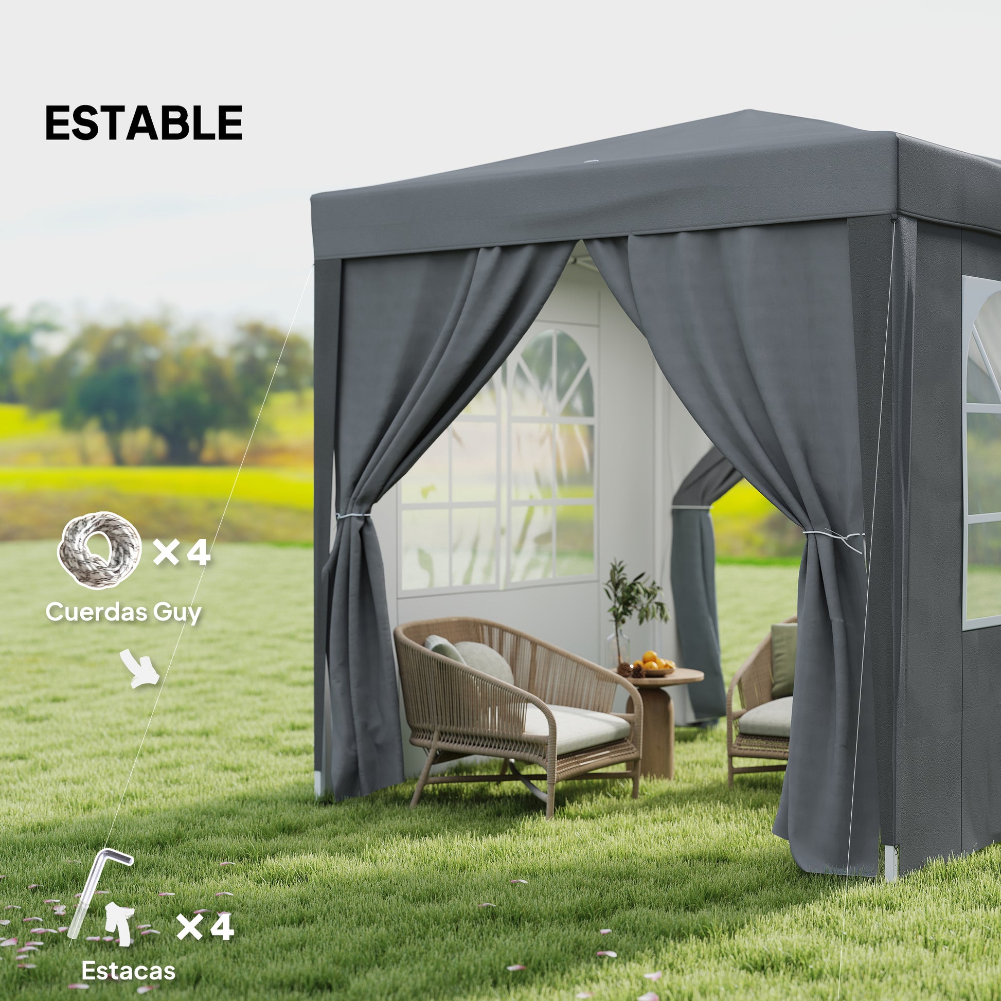 Outsunny Carpa Plegable 2x2m Pop-up Con 4 Paredes Y Bolsa De Transporte Gris_5