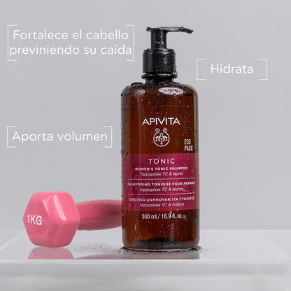 Champô tonificante para mulher contra a queda de cabelo - Ecopack APIVITA, 500 ml