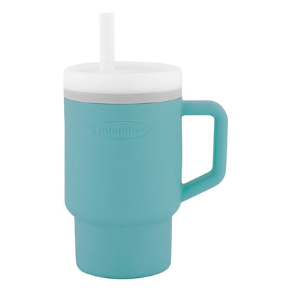 Infantino Mi Primer Vaso, Pajita Resistente Y Asa Para Niños Pequeños, Fácil De Limpiar, 250ml, Pastel Azul_0