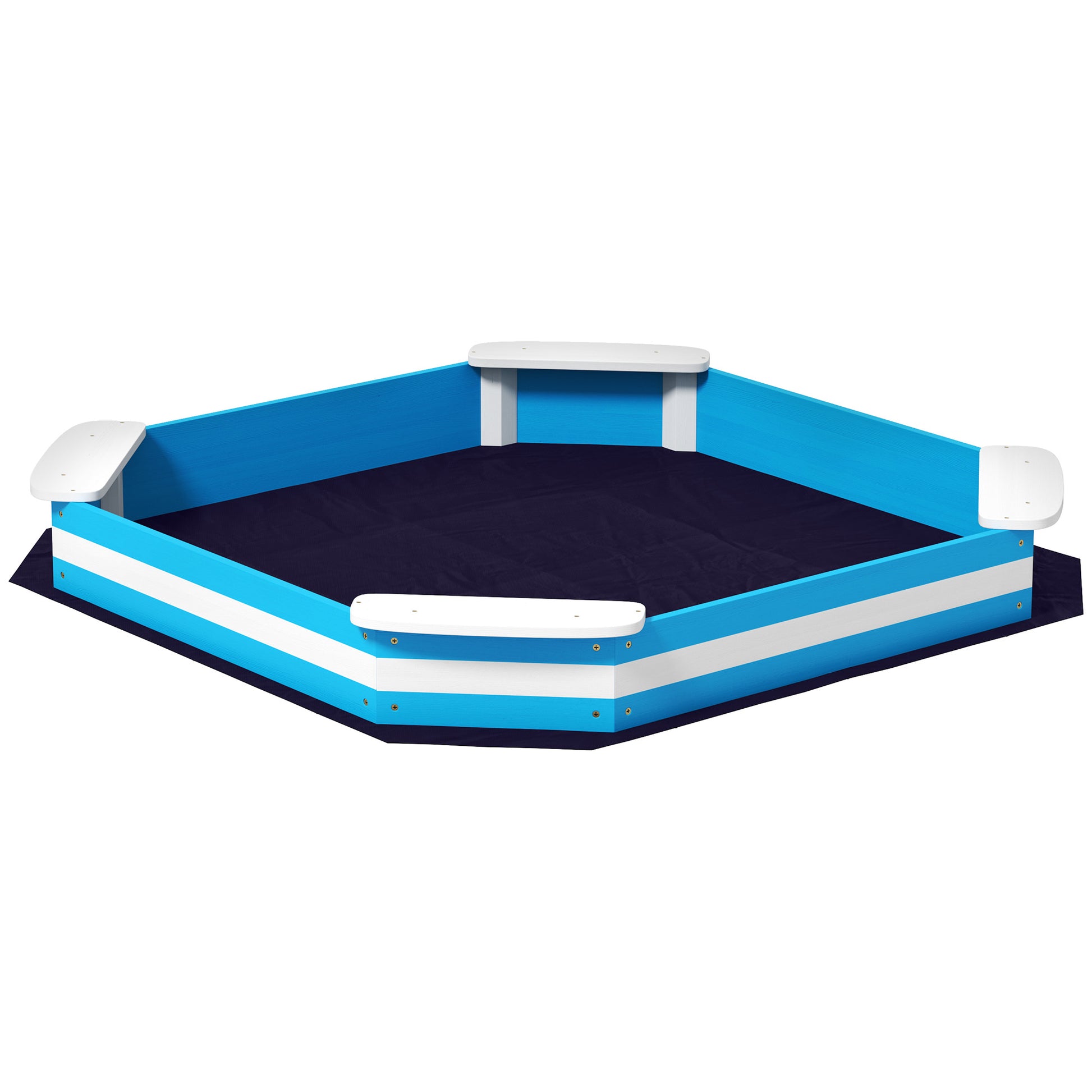Aiyaplay Arenero Para Niños De +3 Años Con 4 Asientos 133x133x16 Cm Azul Blanco_0
