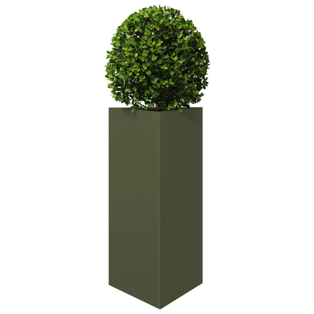 Jardineras Triangulares 2 Uds Acero Verde Oliva 40x34,5x75 Cm_3