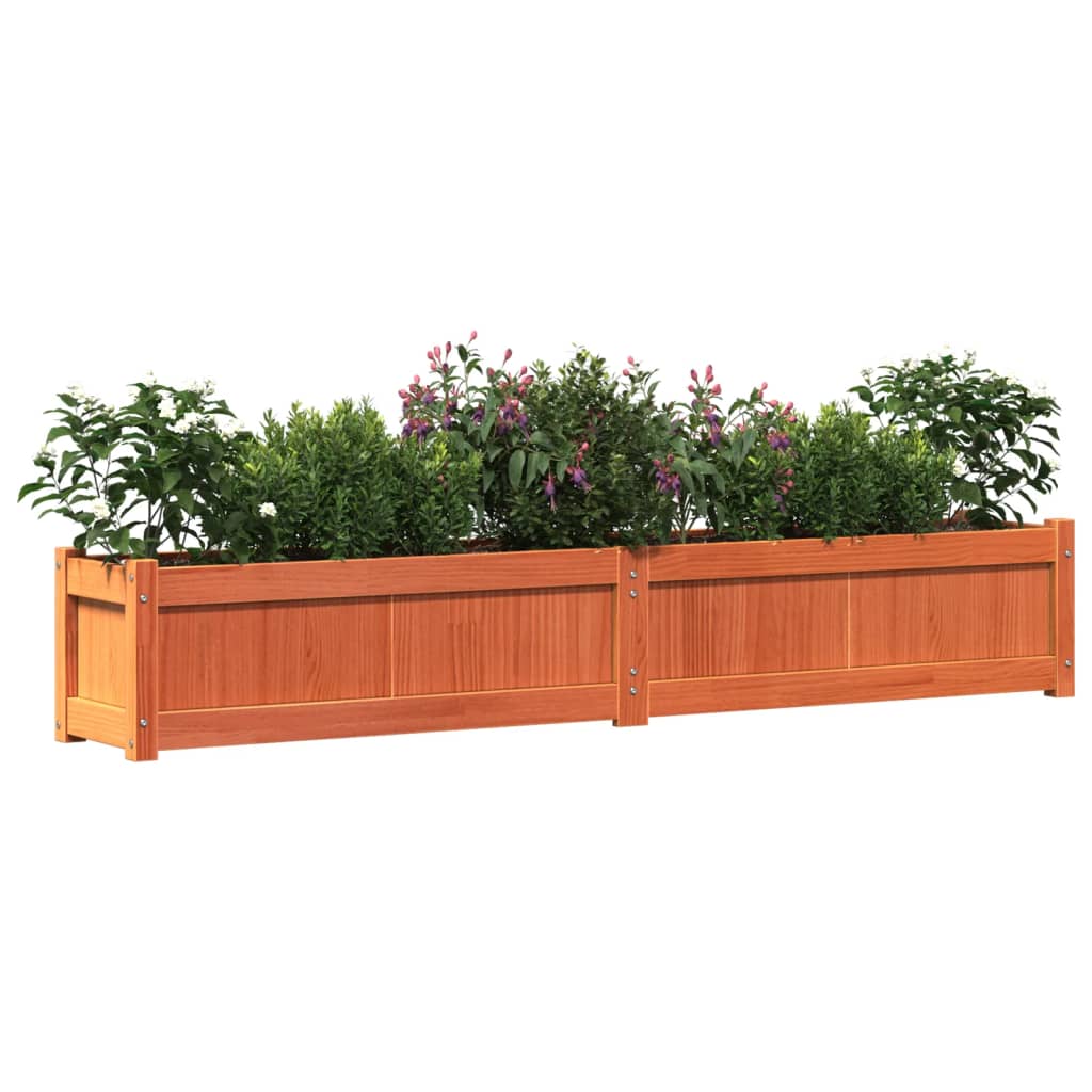 Jardineras De Exterior 2 Uds Madera Maciza De Pino Marrón Cera_3