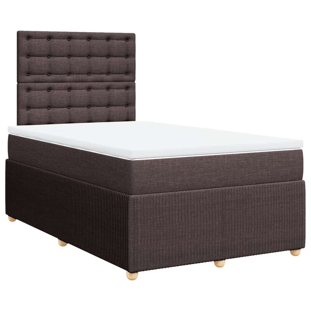 Cama Box Spring Con Colchón Tela Marrón Oscuro 120x200 Cm / Vetonek_2