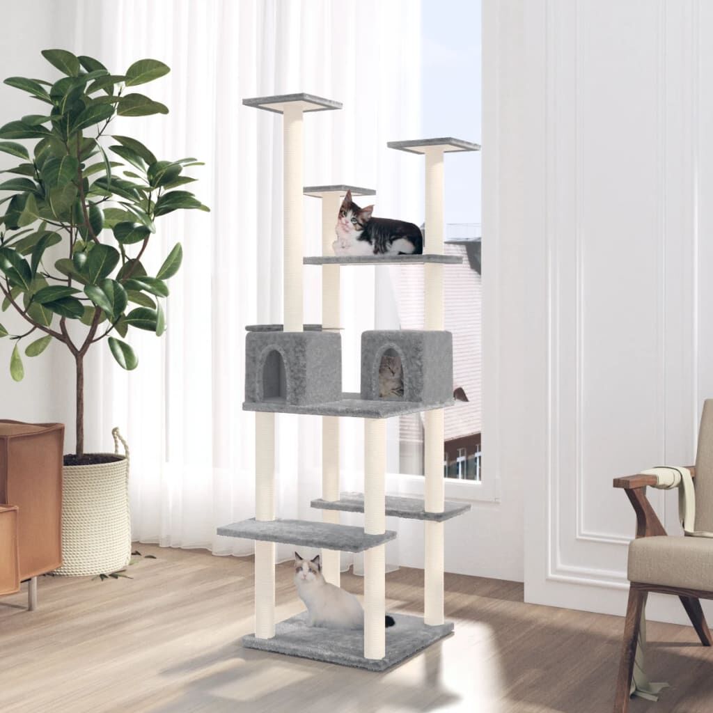 Vidaxl Rascador Para Gatos Con Postes De Sisal Gris Claro 167 Cm_1