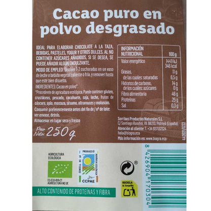 Biográ cacau em pó biológico desengordurado puro 250 g