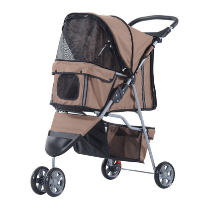 Pawhut Carrito Para Perros Plegable Con Cesta De Almacenaje 75x45x97 Cm Café_0