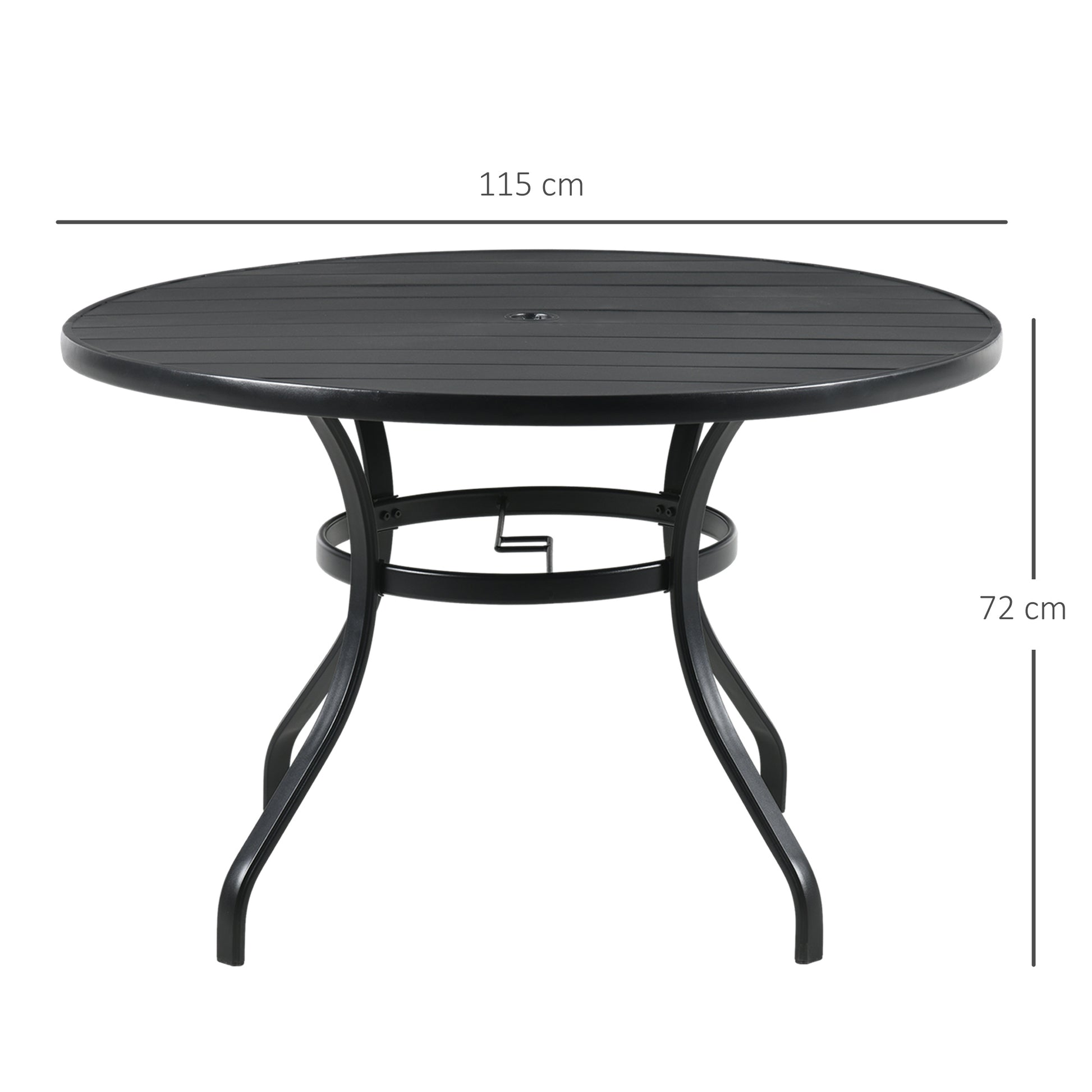 Outsunny Mesa Jardín Exterior Redonda De Acero Desmontable Ø115x72 Cm Negro_2