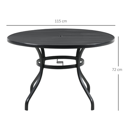 Outsunny Mesa Jardín Exterior Redonda De Acero Desmontable Ø115x72 Cm Negro_2